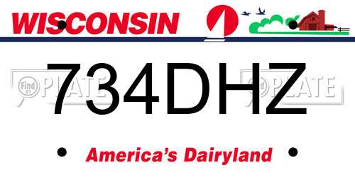 734DHZ Wisconsin License Plate