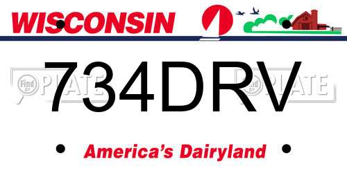 734DRV Wisconsin License Plate