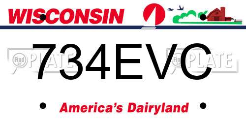 734EVC Wisconsin License Plate