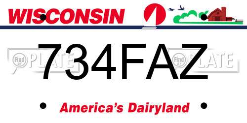 734FAZ Wisconsin License Plate