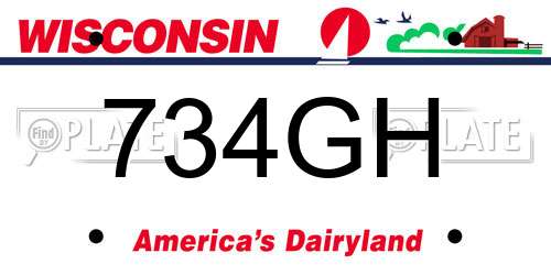 734GH Wisconsin License Plate