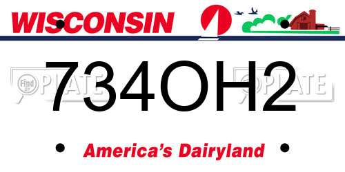 734OH2 Wisconsin License Plate