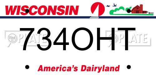 734OHT Wisconsin License Plate