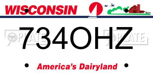 734OHZ Wisconsin License Plate