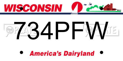 734PFW Wisconsin License Plate