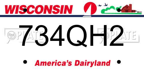 734QH2 Wisconsin License Plate