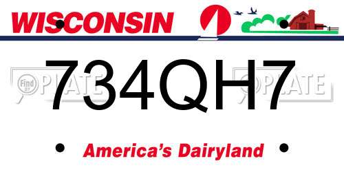734QH7 Wisconsin License Plate