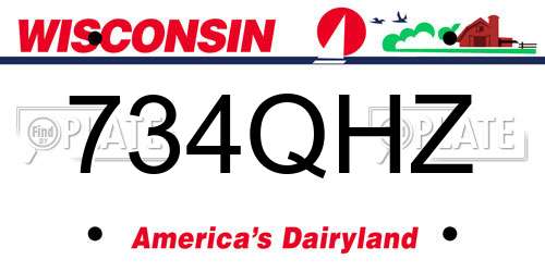 734QHZ Wisconsin License Plate