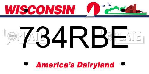 734RBE Wisconsin License Plate