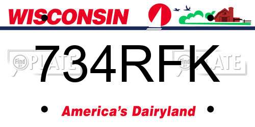 734RFK Wisconsin License Plate