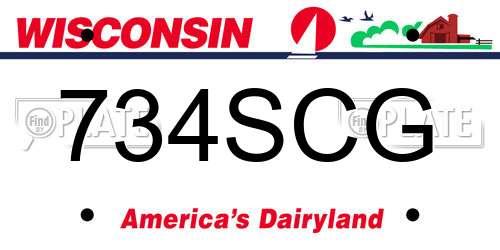 734SCG Wisconsin License Plate