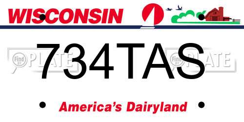 734TAS Wisconsin License Plate