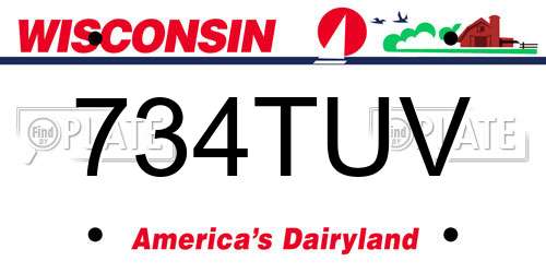 734TUV Wisconsin License Plate