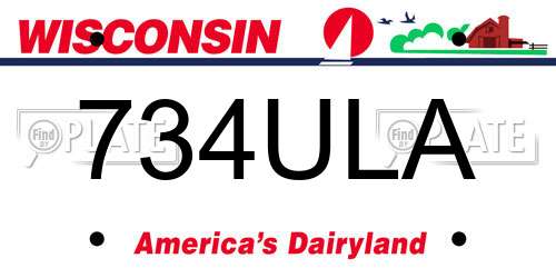 734ULA Wisconsin License Plate