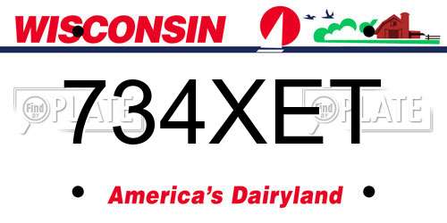 734XET Wisconsin License Plate