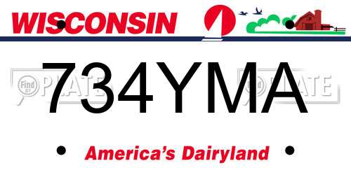 734YMA Wisconsin License Plate