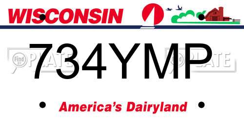 734YMP Wisconsin License Plate