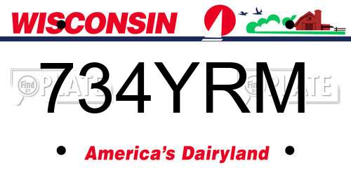 734YRM Wisconsin License Plate