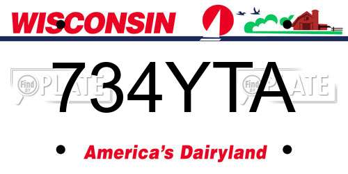 734YTA Wisconsin License Plate