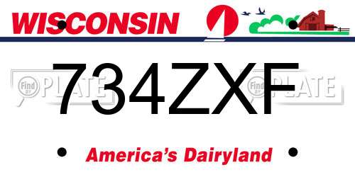 734ZXF Wisconsin License Plate