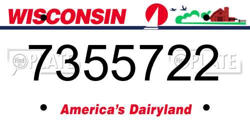 7355722 Wisconsin License Plate