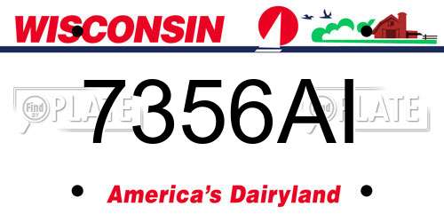 7356AI Wisconsin License Plate