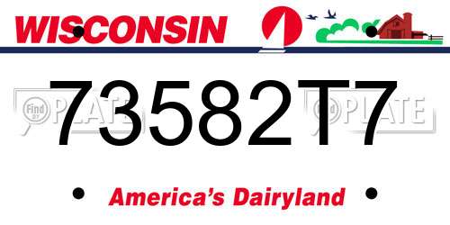 73582T7 Wisconsin License Plate