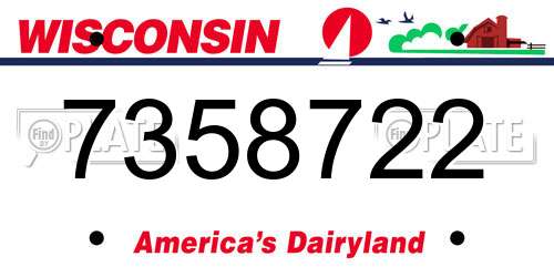 7358722 Wisconsin License Plate