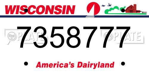7358777 Wisconsin License Plate