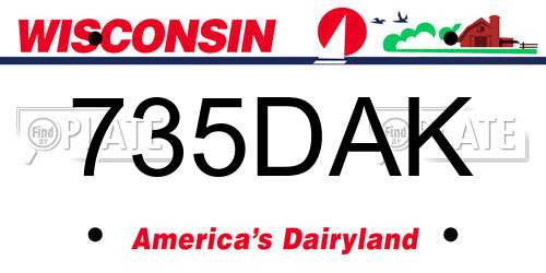 735DAK Wisconsin License Plate