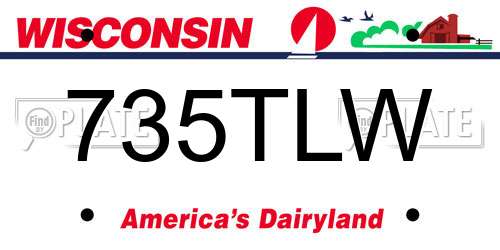 735TLW Wisconsin License Plate