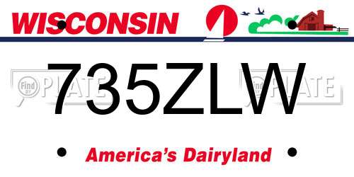 735ZLW Wisconsin License Plate