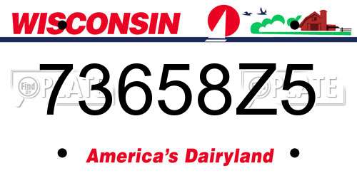 73658Z5 Wisconsin License Plate