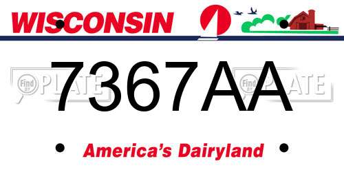 7367AA Wisconsin License Plate