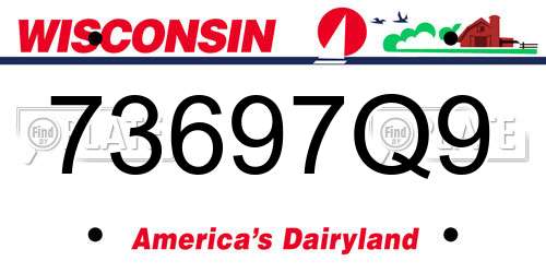 73697Q9 Wisconsin License Plate