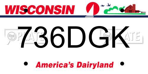 736DGK Wisconsin License Plate