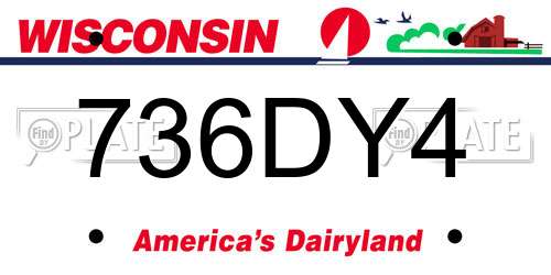 736DY4 Wisconsin License Plate
