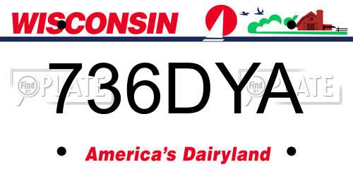736DYA Wisconsin License Plate