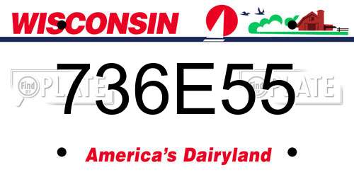 736E55 Wisconsin License Plate