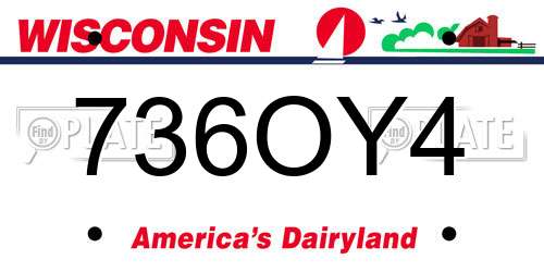 736OY4 Wisconsin License Plate