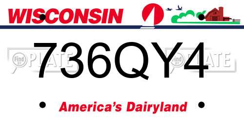736QY4 Wisconsin License Plate
