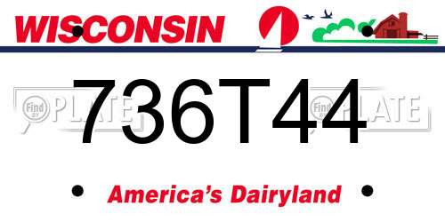 736T44 Wisconsin License Plate