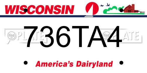736TA4 Wisconsin License Plate