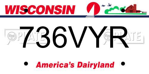 736VYR Wisconsin License Plate