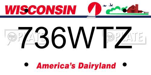 736WTZ Wisconsin License Plate