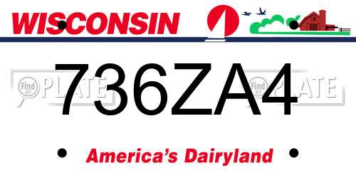 736ZA4 Wisconsin License Plate