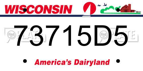 73715D5 Wisconsin License Plate