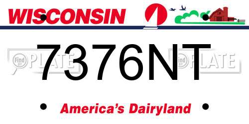 7376NT Wisconsin License Plate