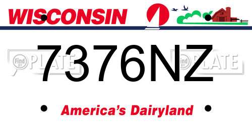 7376NZ Wisconsin License Plate