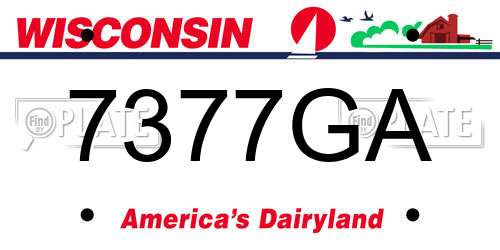 7377GA Wisconsin License Plate